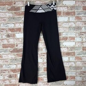 Lululemon Pants Womens 8 Black Groove Flare Yoga Activewear Pattern Waistband